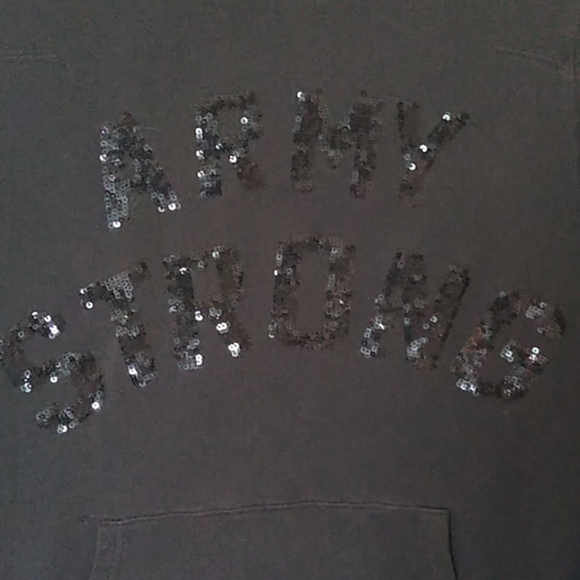 PINK Army Strong Black Sequin Hoodie - Picture 2 of 7